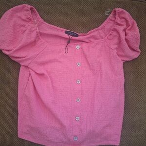 Tommy Hilfiger Pink Puff Sleeve Blouse